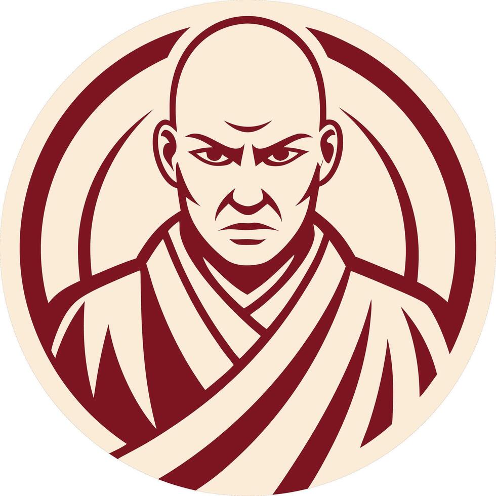 Intense Warrior Monk Illustration for Tattoo and Design Inspiration vector