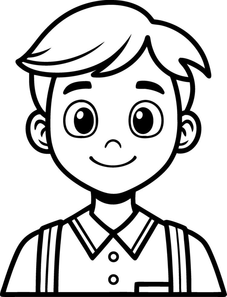 Cheerful Boy Character Portrait for Coloring Book and Educational Activities vector
