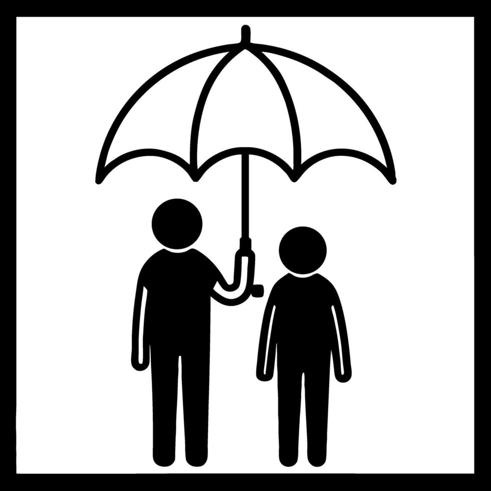 Protective Figure Holding Umbrella Over Child Design for Illustration and Education Projects vector