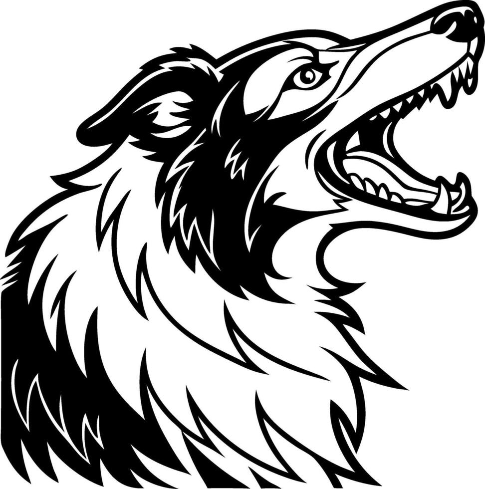 Dynamic Howling Wolf Head Silhouette for Tattoo Design and Graphic Arts vector