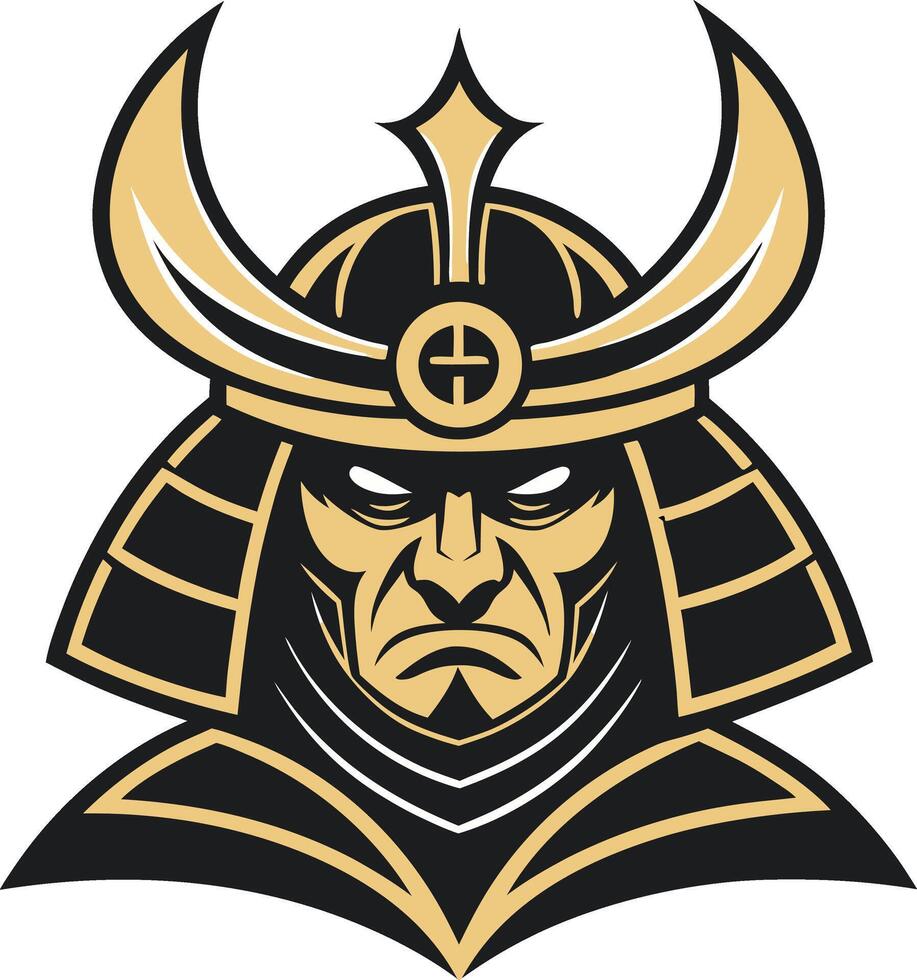 Samurai Warrior Helmet Emblem Character Design for Tattoos and Graphic Art vector
