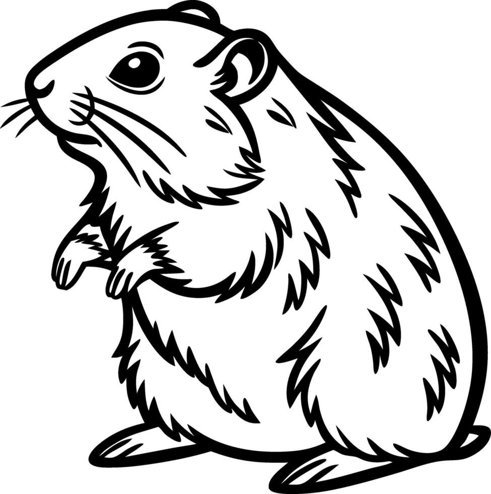 Cute Standing Hamster Illustration for Coloring Books and Tattoo Designs vector