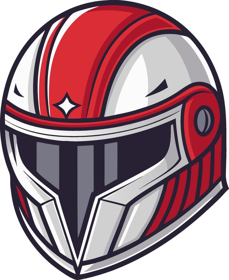 Stylized Racing Helmet in Bold Red and Silver Design for Sports and Gaming vector