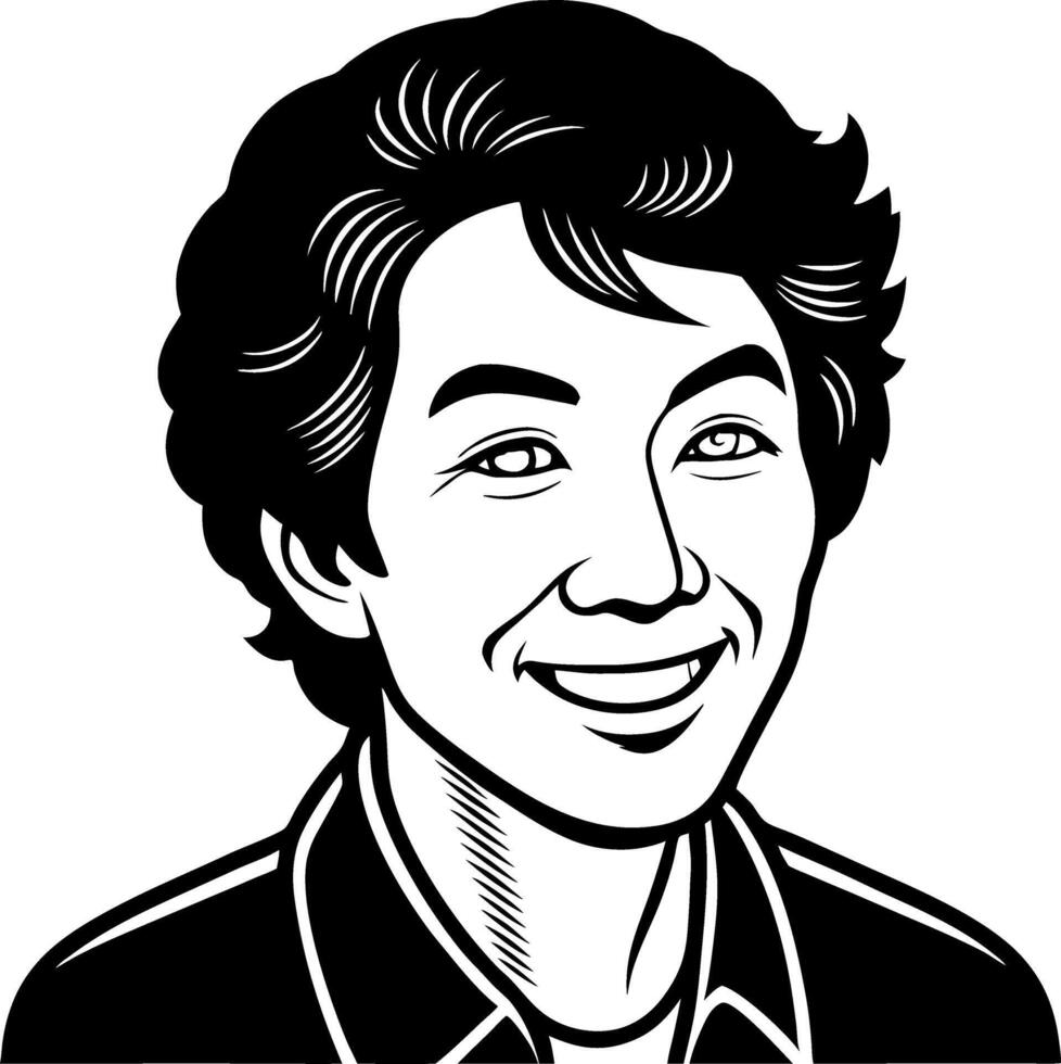 Smiling Man Portrait for Tattoo Design and Illustrations vector