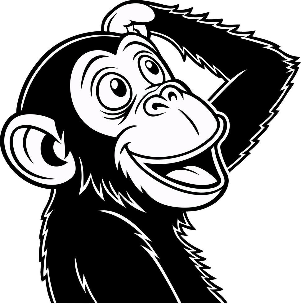 Cheerful Monkey Illustration with Playful Expression Ideal for Kids Designs and Tattoos vector