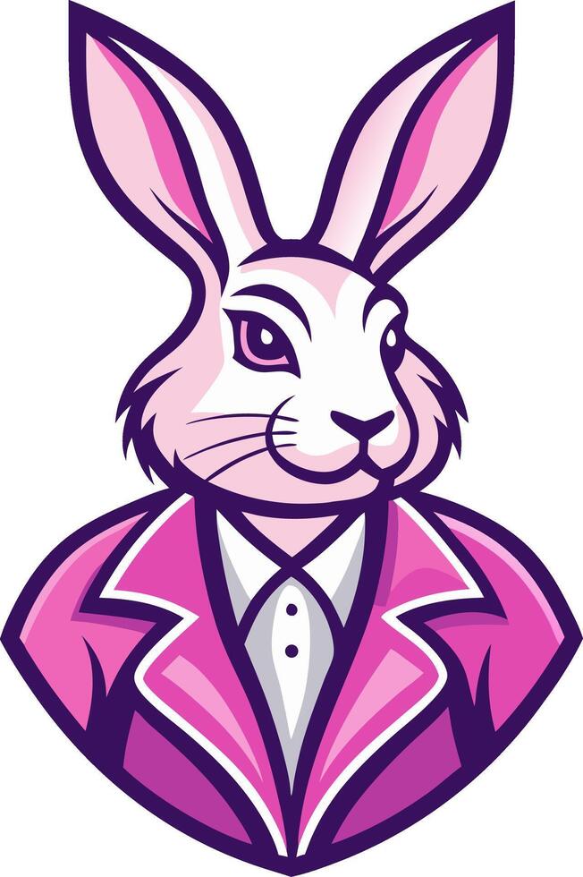Stylish Rabbit in Elegant Pink Suit Art for Creative Projects and Designs vector