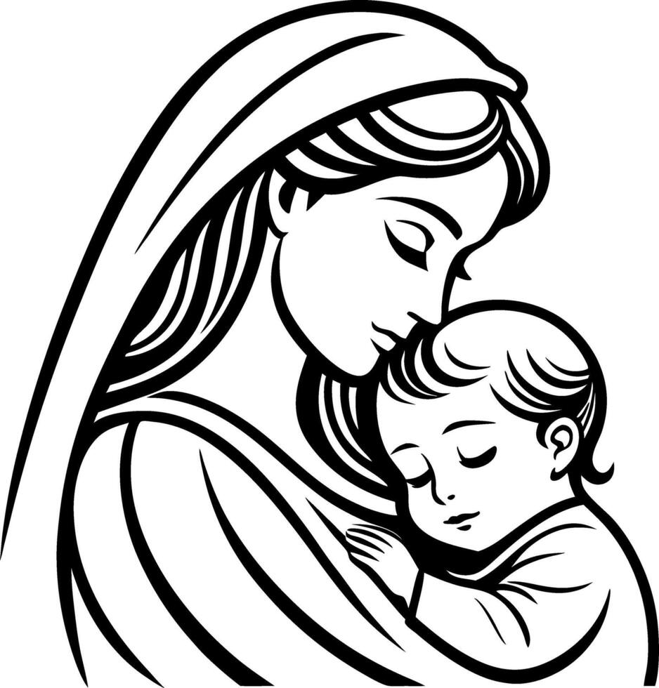 Mother and Child Embracing Illustration for Family Love and Affection Designs vector