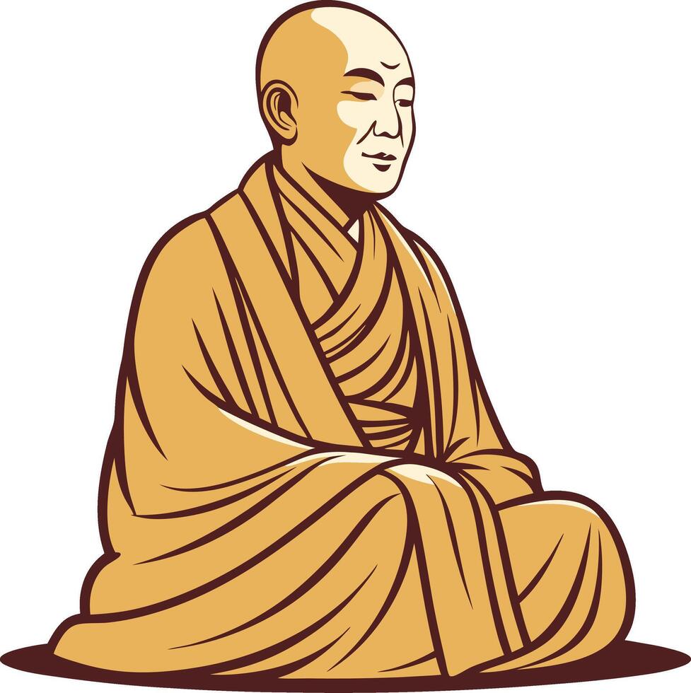 Meditating Monk Illustration for Spiritual Art and Meditation Practices vector