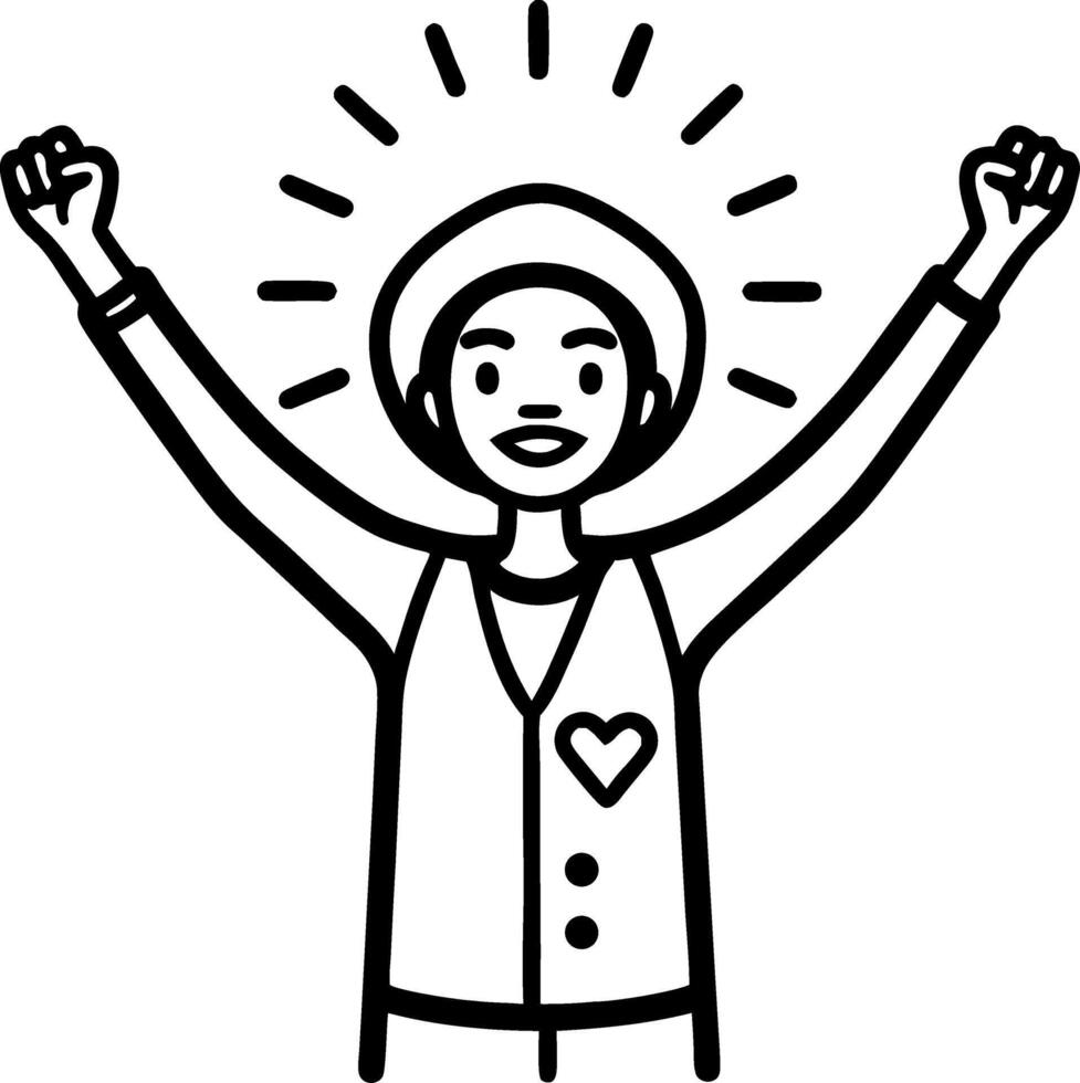 Joyful Person Celebrating with Arms Raised and Radiating Light Illustrating Victory and Positivity vector