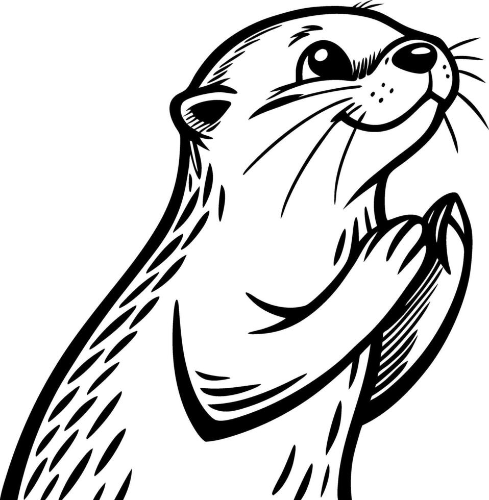 Cute Otter Illustration with Big Eyes and Playful Expression for Childrens Designs vector