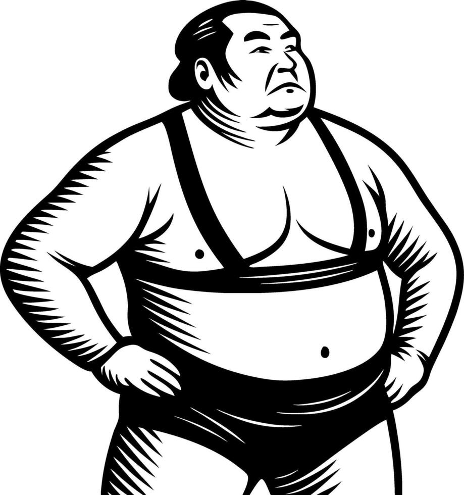 Powerful Sumo Wrestler Art for Sports Themed Designs and Illustrations vector