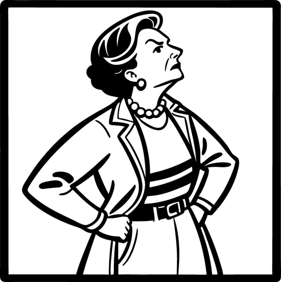 Confident Businesswoman with Hands on Hips in Stylish Attire for Empowerment Illustrations vector