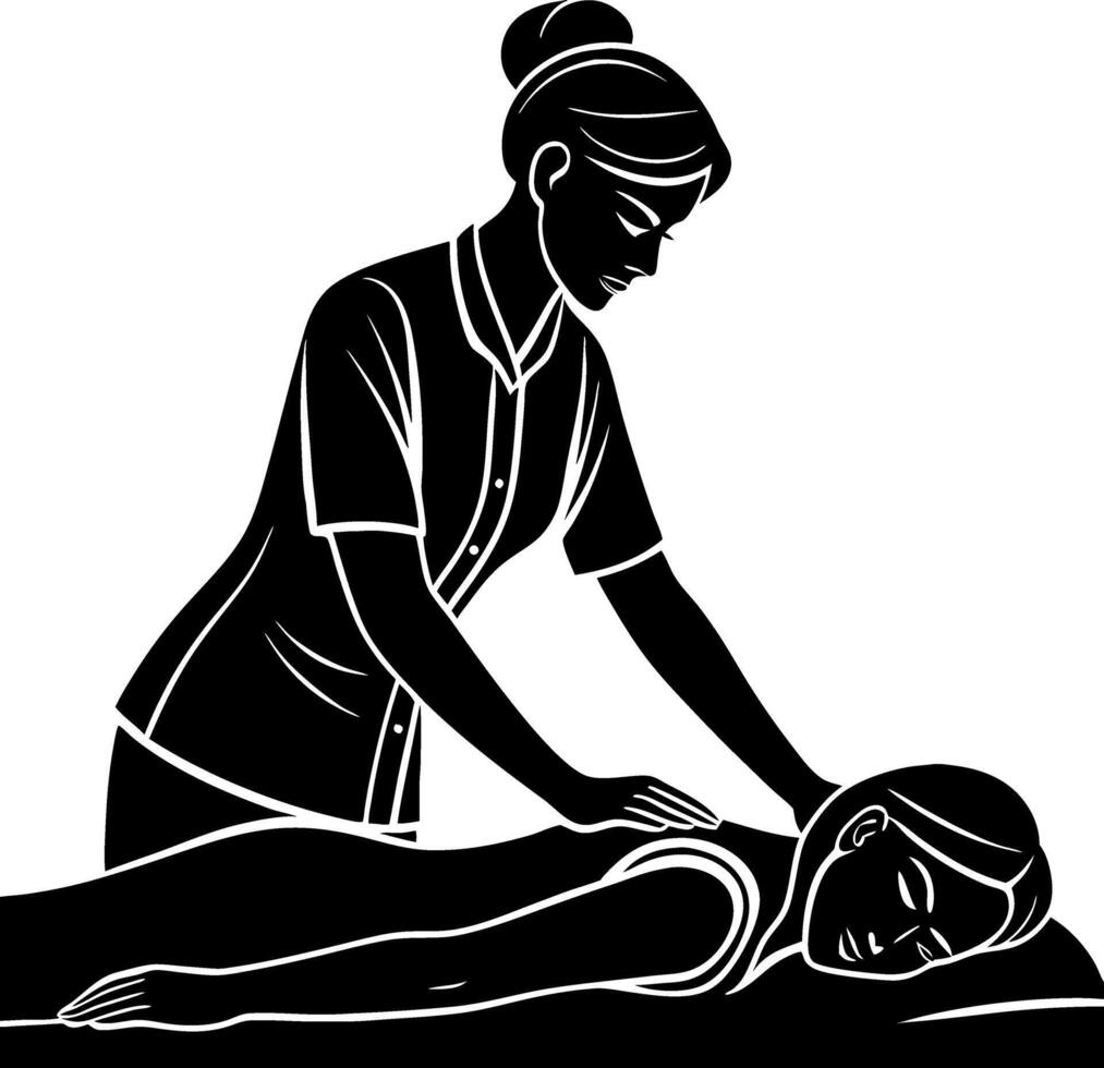 Professional Massage Therapy Illustration Representing Relaxation and Wellness Benefits vector