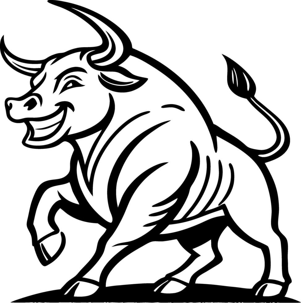 Playful Smiling Bull Illustration Ideal for Tattoo Designs and Coloring Pages vector