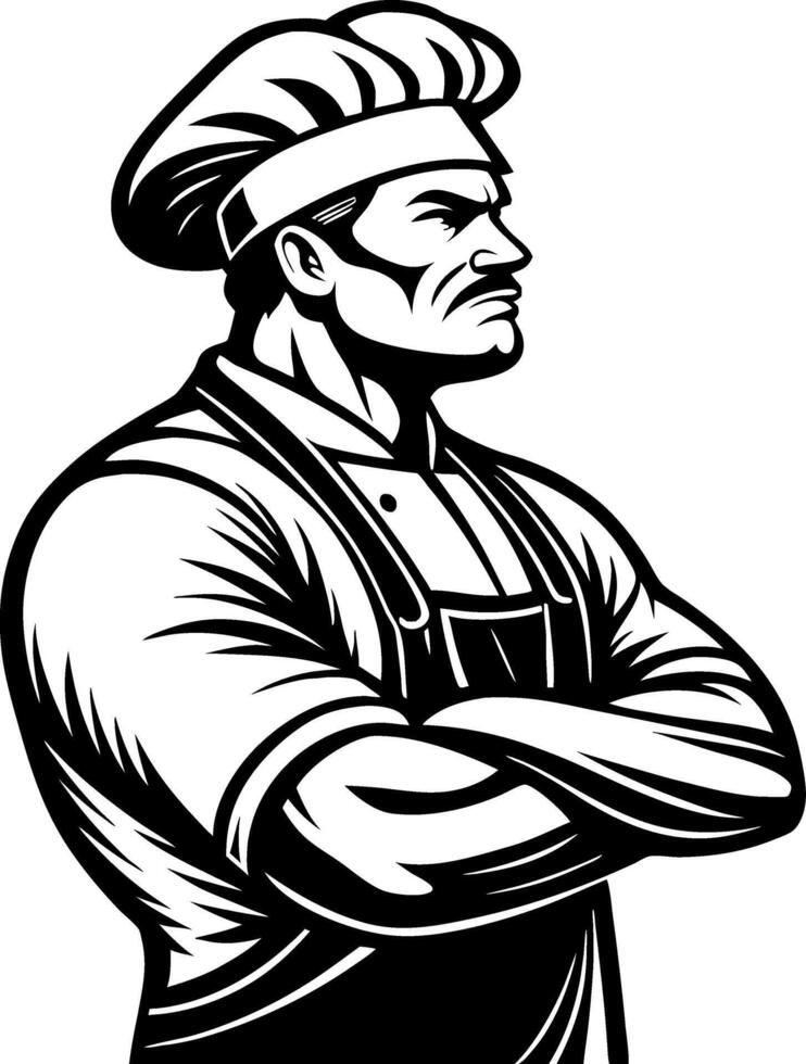 Confident Chef Character Illustration Perfect for Restaurant Branding and Culinary Artwork vector