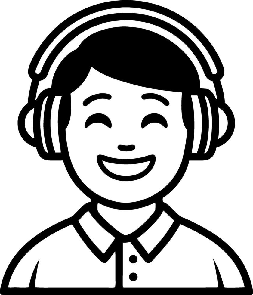 Happy Smiling Boy with Headphones Listening to Music Illustration vector