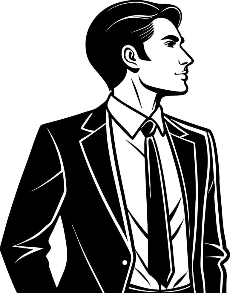 Stylish Businessman in a Suit Profile Silhouette Art Ideal for Graphic Design Projects vector