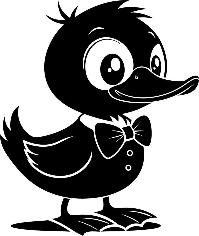 Cute Cartoon Duck Character Wearing Bow Tie Ideal for Coloring Book and Childrens Designs vector