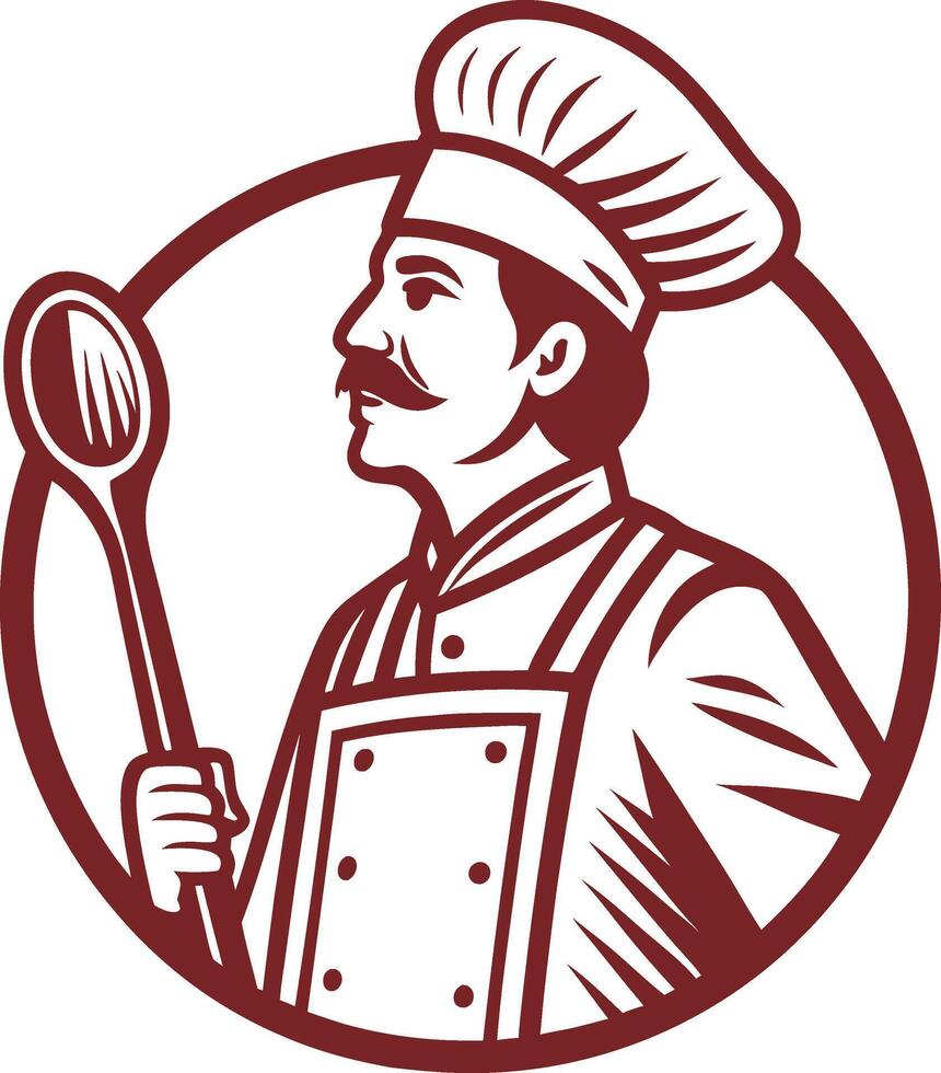 Chef with Spoon Vintage Style Culinary Design for Restaurant Branding and Cooking Themes vector