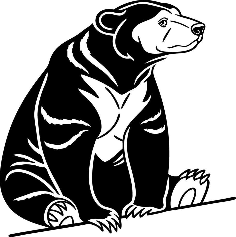 Majestic Bear Sitting in Profile Stylish Design for Tattoos and Animal Art vector