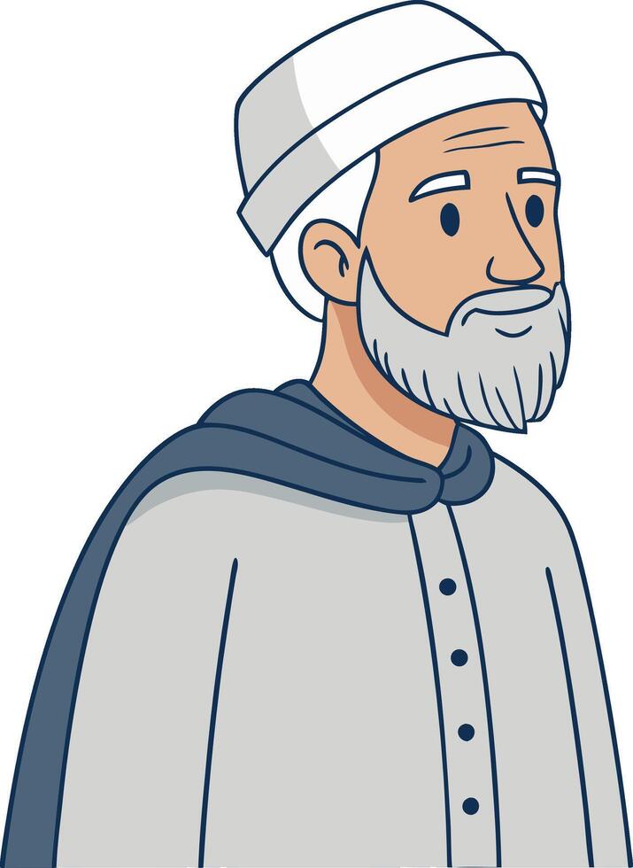 Elderly Man with Beard in Traditional Clothing Illustration for Cultural Design Use vector
