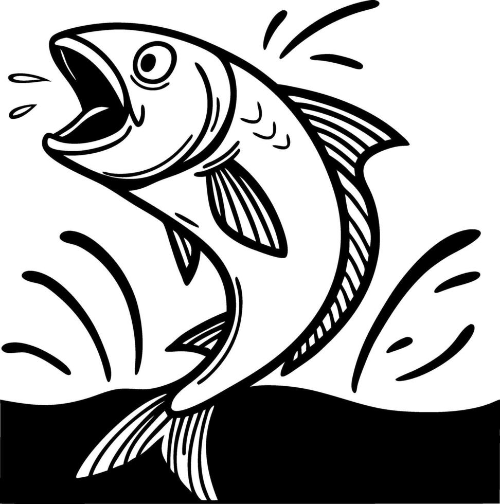 Dynamic Leaping Fish Illustration Perfect for Tattoo Designs and Coloring Pages vector