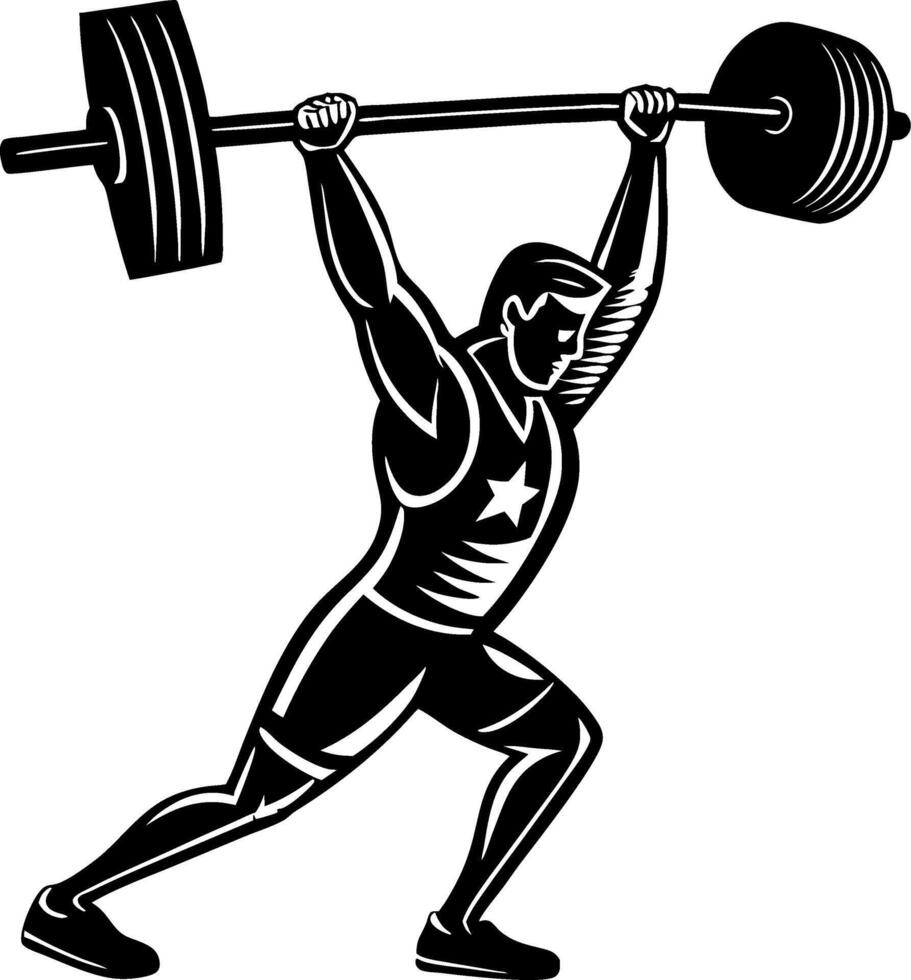 Muscular Athlete Lifting Heavy Barbell in Dynamic Strength Training Pose for Fitness Artwork vector