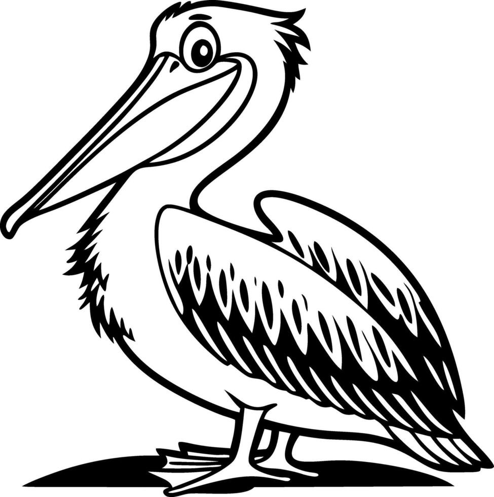 Cute Cartoon Pelican Character Design for Kids Coloring Books and Illustrations vector