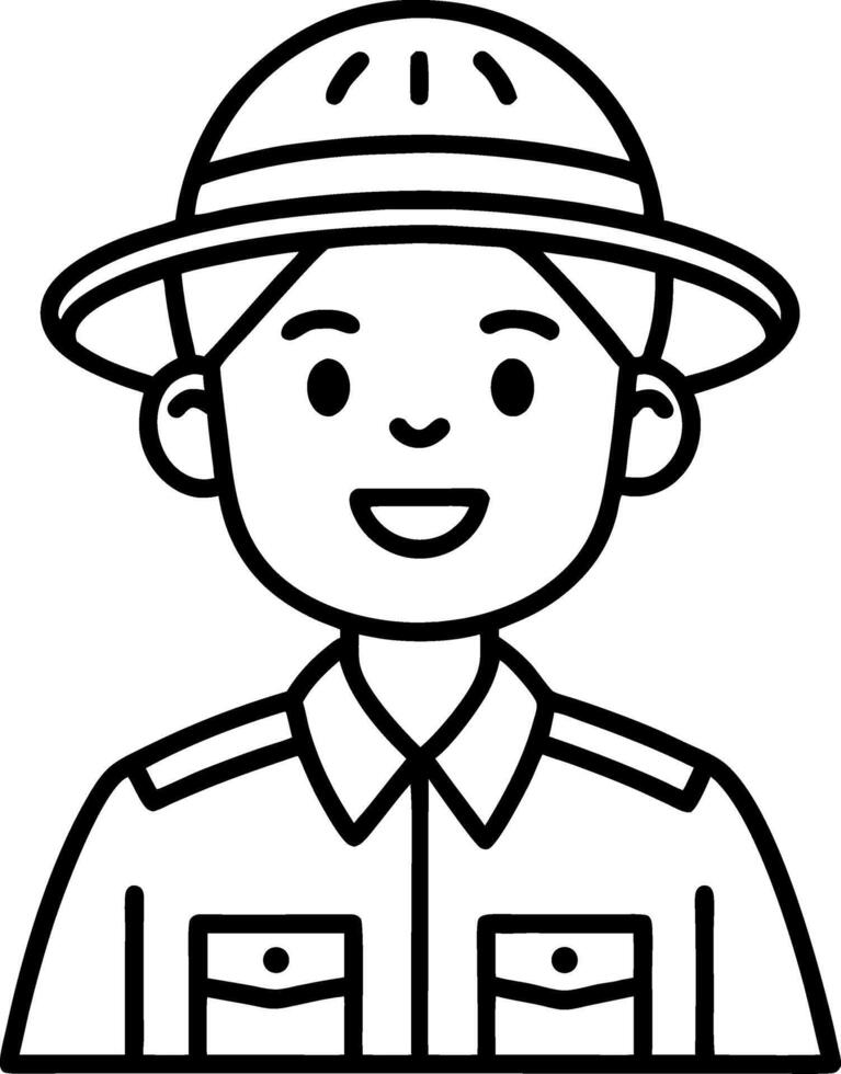 Cheerful Boy Scout Character in Safari Hat Illustration for Educational Use vector