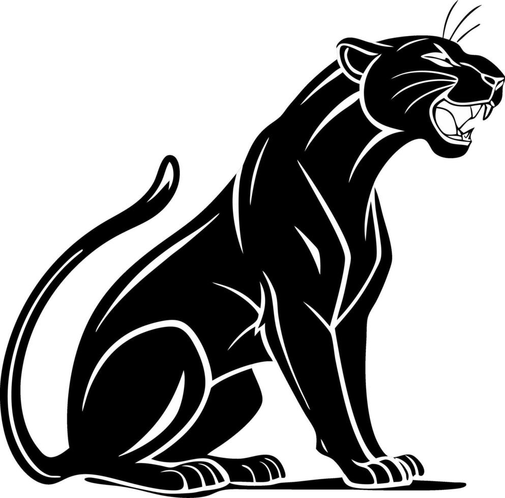 Fierce Black Panther Silhouette Ideal for Tattoo Design and Graphic Art Projects vector