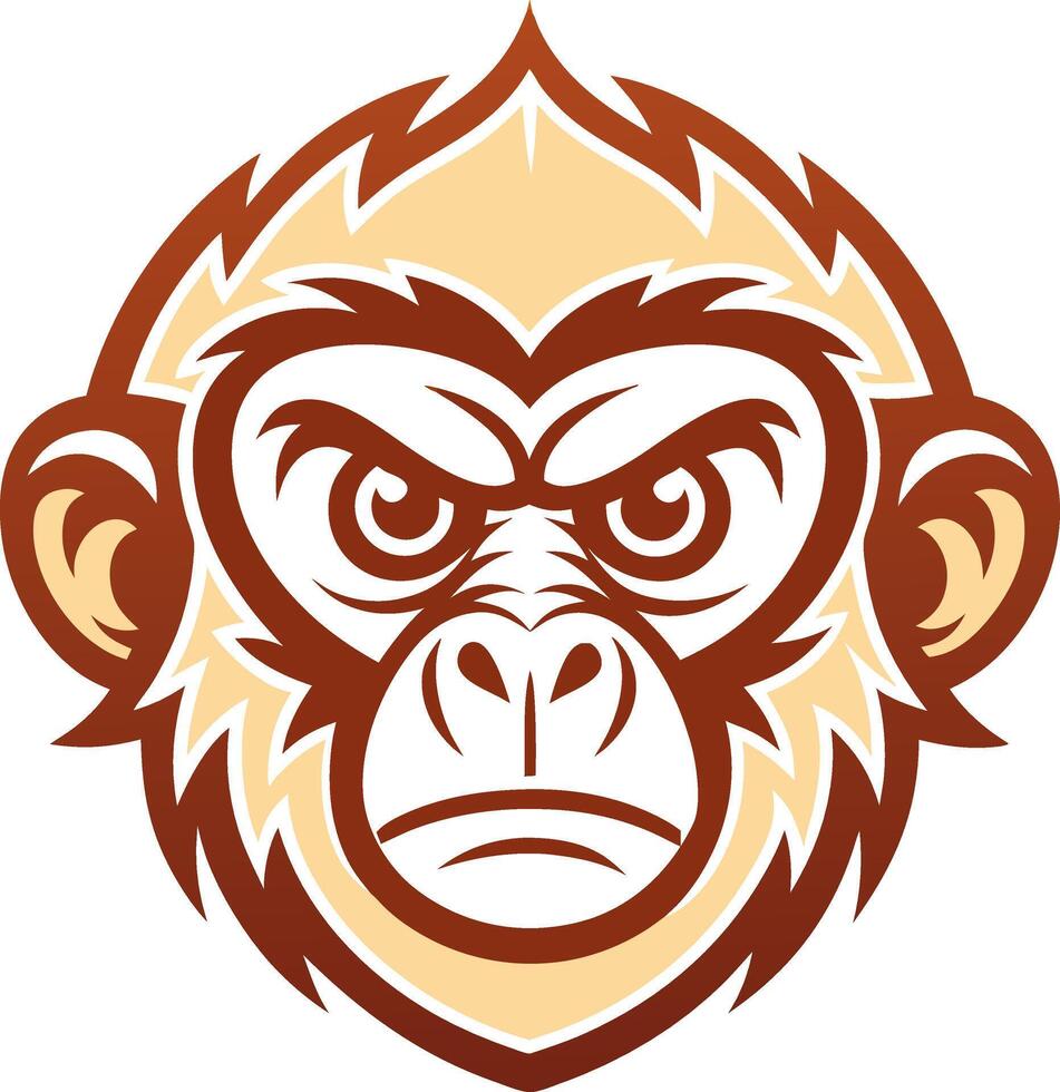 Bold Gorilla Head Illustration with Expressive Features for Graphic Design Projects vector
