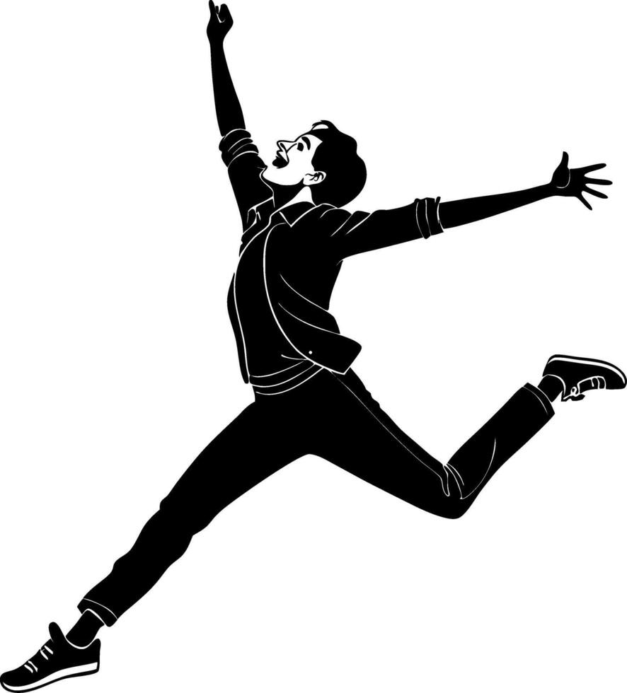 Energetic Human Figure in Midair Pose Celebrating Joy and Freedom for Creative Projects vector