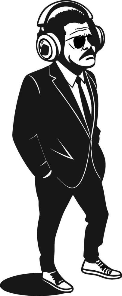 Cool Man in Suit with Headphones and Sunglasses Art Perfect for Fashion and Music Themes vector