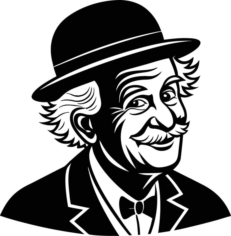 Vintage Gentleman Cartoon Character with Bowler Hat and Cheerful Expression vector