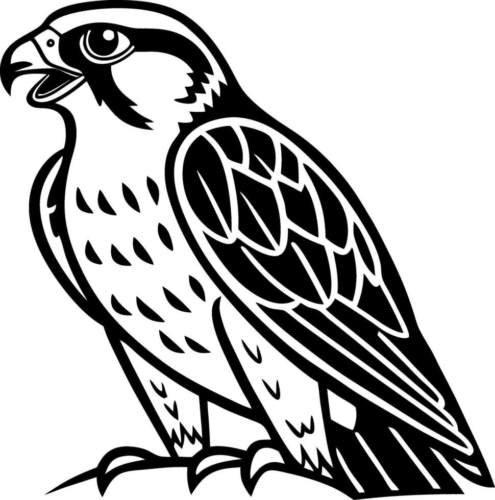 Detailed Falcon Illustration for Tattoo Design and Coloring Book Projects vector