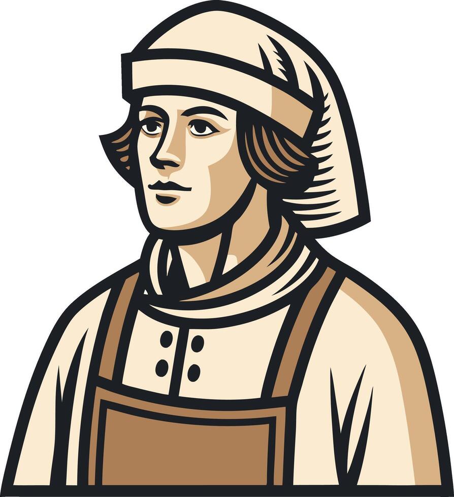 Vintage Chef Illustration with Apron and Cap for Culinary Art and Restaurant Themes vector