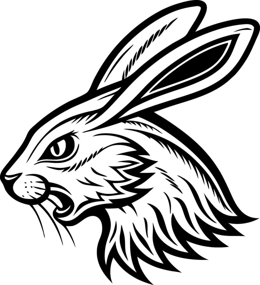 Angry Rabbit Head Illustration for Tattoo and Graphic Design Inspiration vector