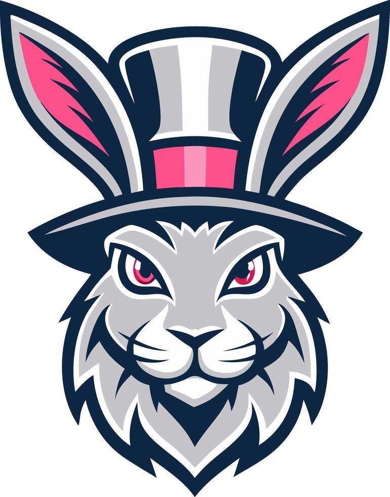Whimsical Rabbit with Top Hat and Pink Accents for Fun Designs and Illustrations vector