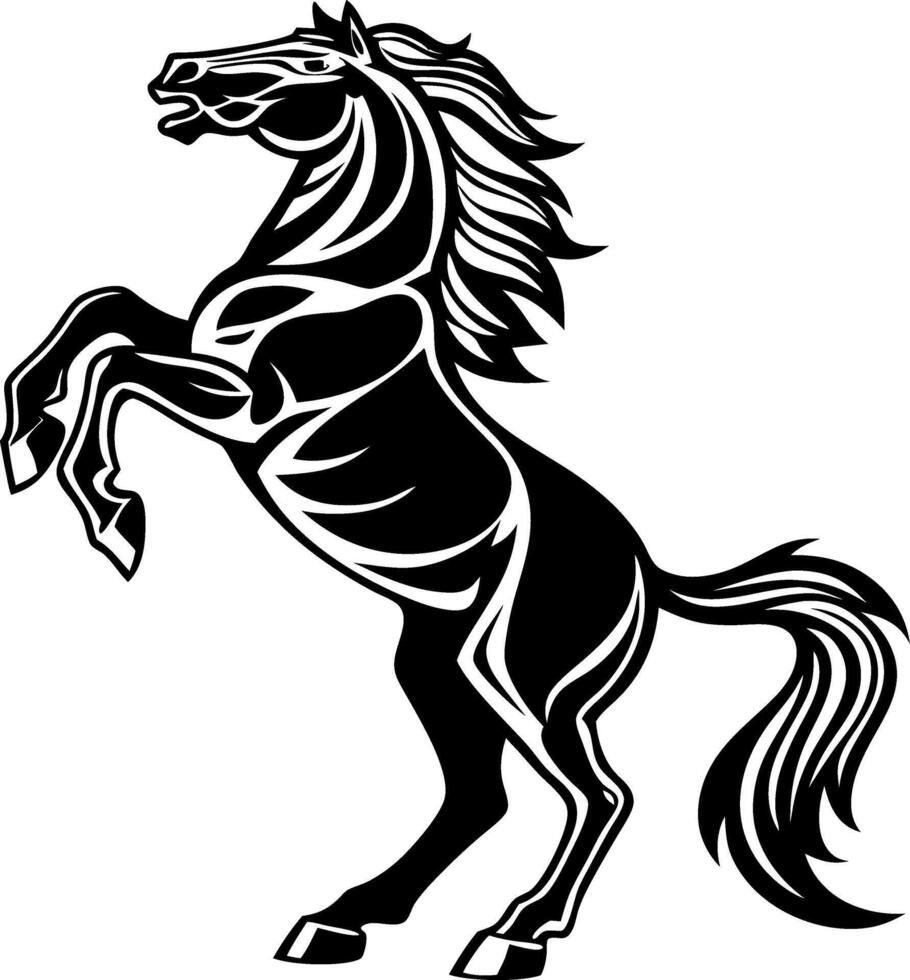 Majestic Black Horse in Rearing Pose for Tattoo Design and Artistic Illustrations vector