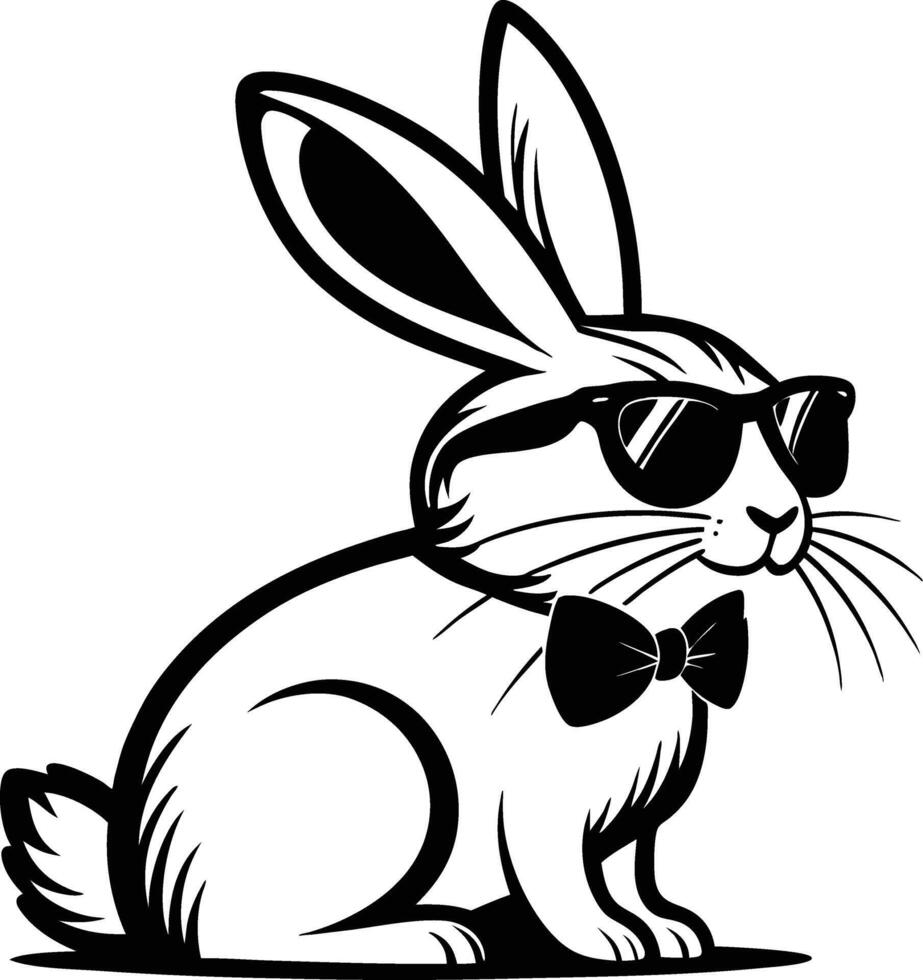 Cool Rabbit Wearing Sunglasses and Bow Tie Ideal for Fun Illustrations and Designs vector