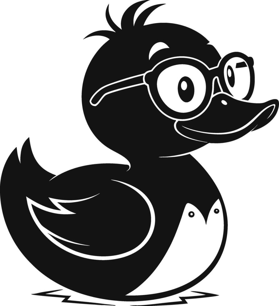 Cute Cartoon Duck with Glasses Design Ideal for Fun Tattoos and Kids Coloring Pages vector