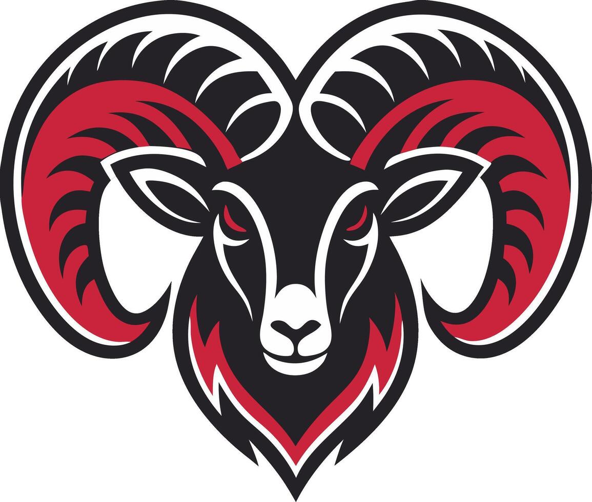 Bold Black and Red Ram Head Design Suitable for Tattoos and Merchandise vector