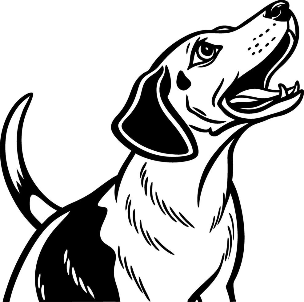 Detailed Black and White Beagle Dog Portrait for Creative Design Uses vector