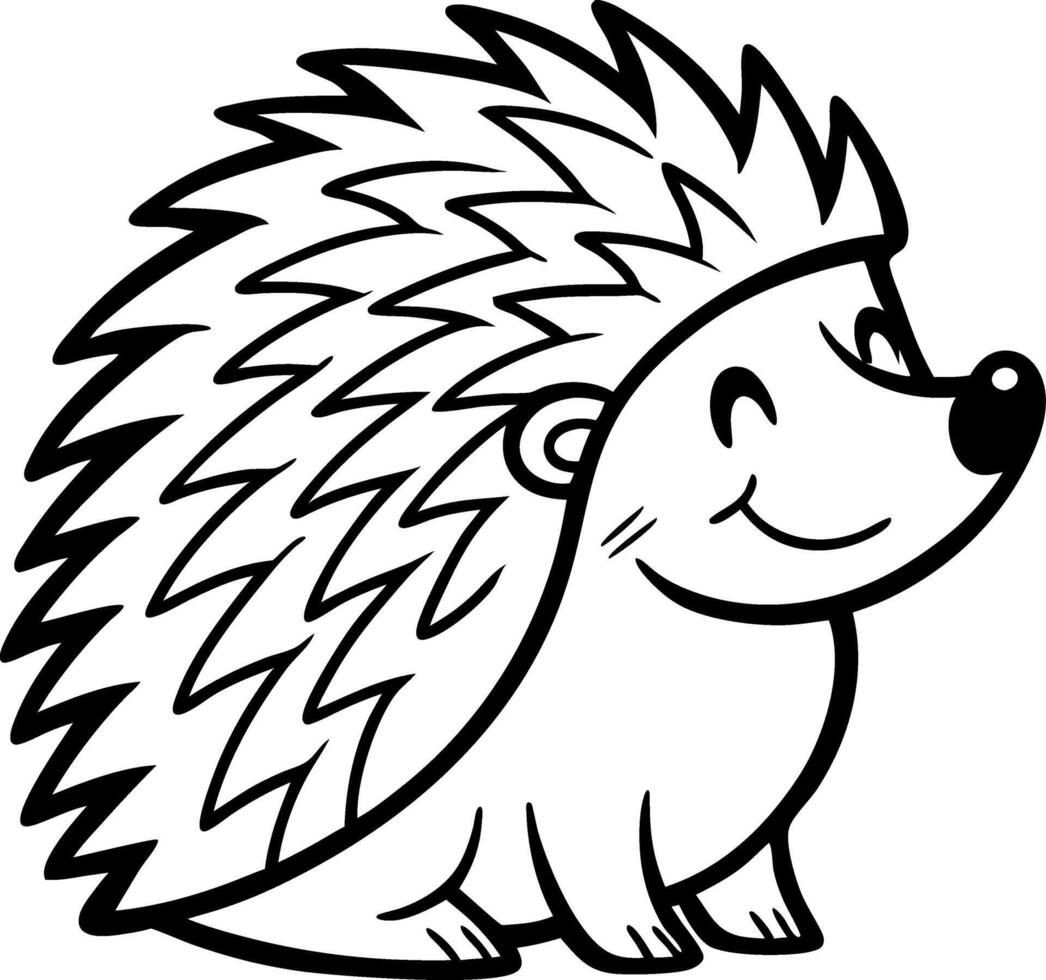 Cute Cartoon Hedgehog Character with Spiky Quills Ideal for Childrens Coloring Books vector