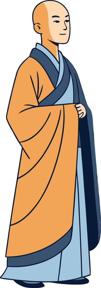 Serene Monk Character in Traditional Robe Ideal for Meditation and Spiritual Art Projects vector