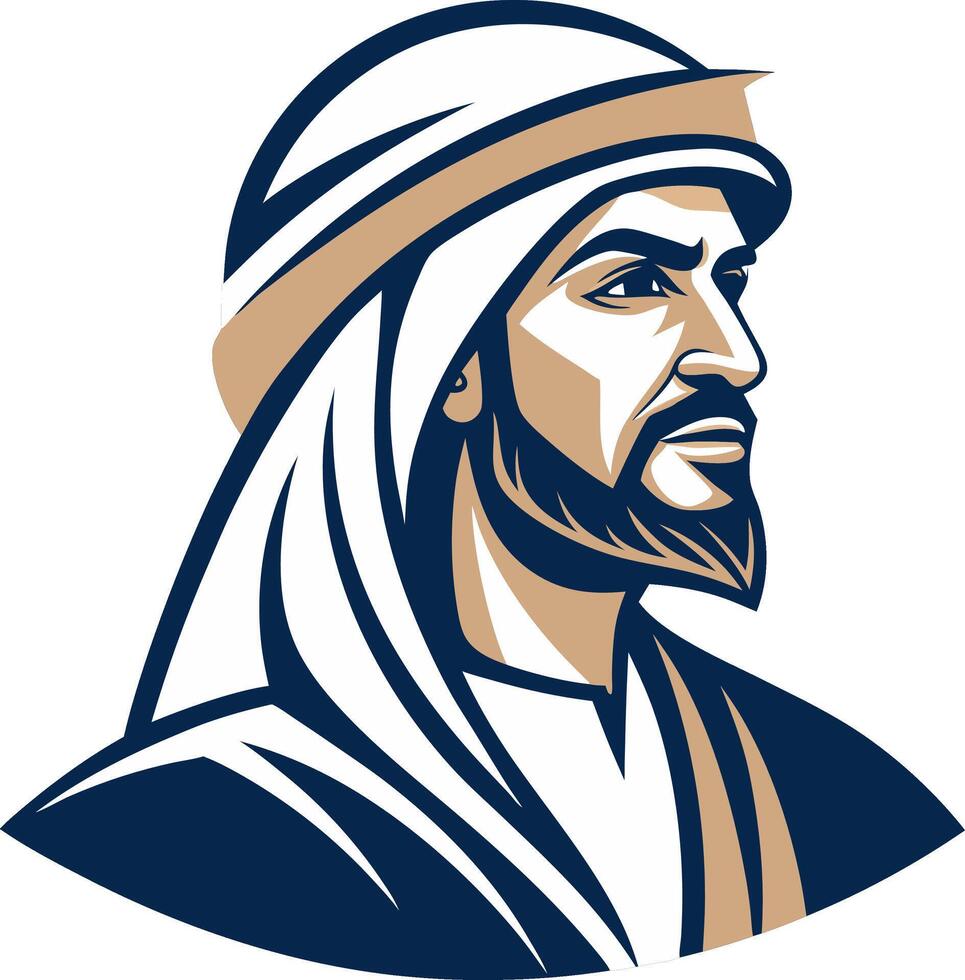 Stylized Portrait of a Middle Eastern Man in Traditional Attire Art for Design Projects vector