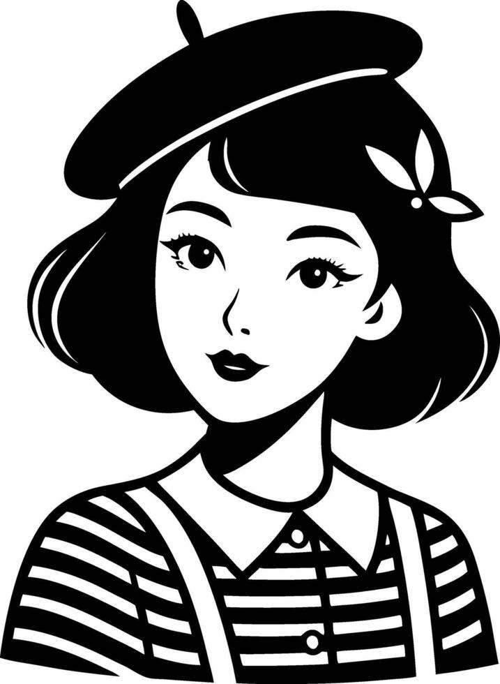Stylish Young Woman in Beret with Striped Top Illustration for Fashion and Design vector