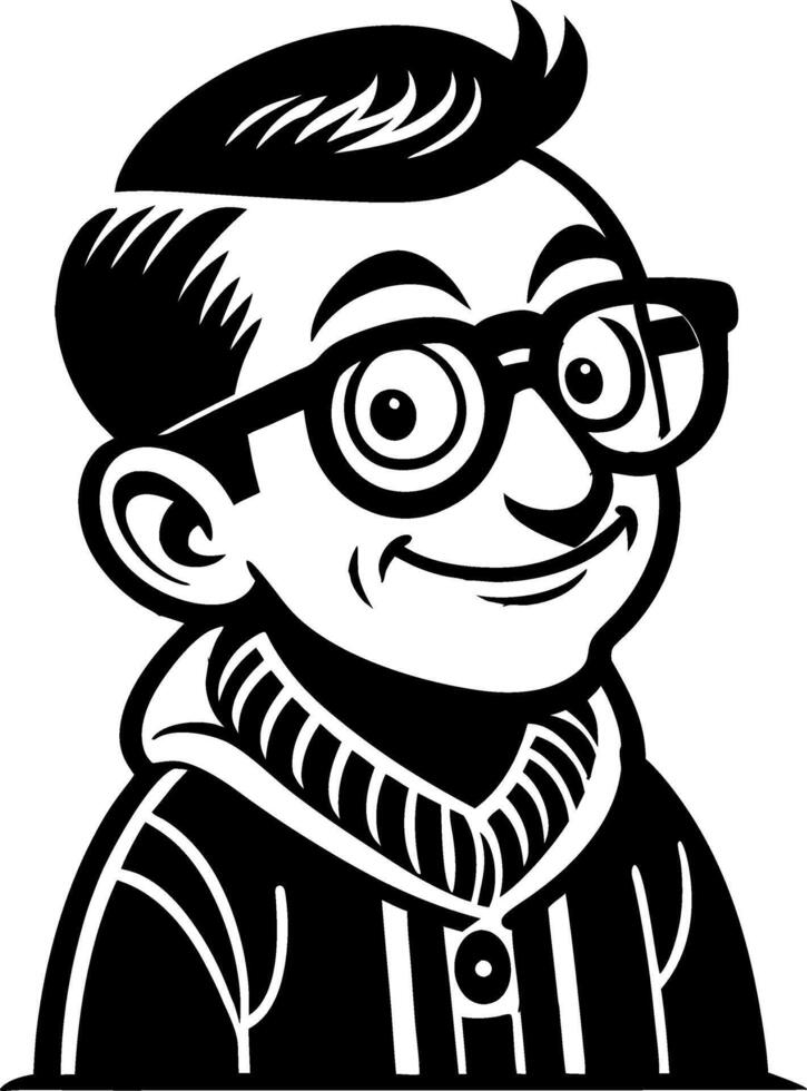 Cheerful Cartoon Nerd Character with Glasses Sweater and Stylish Hair Illustration vector