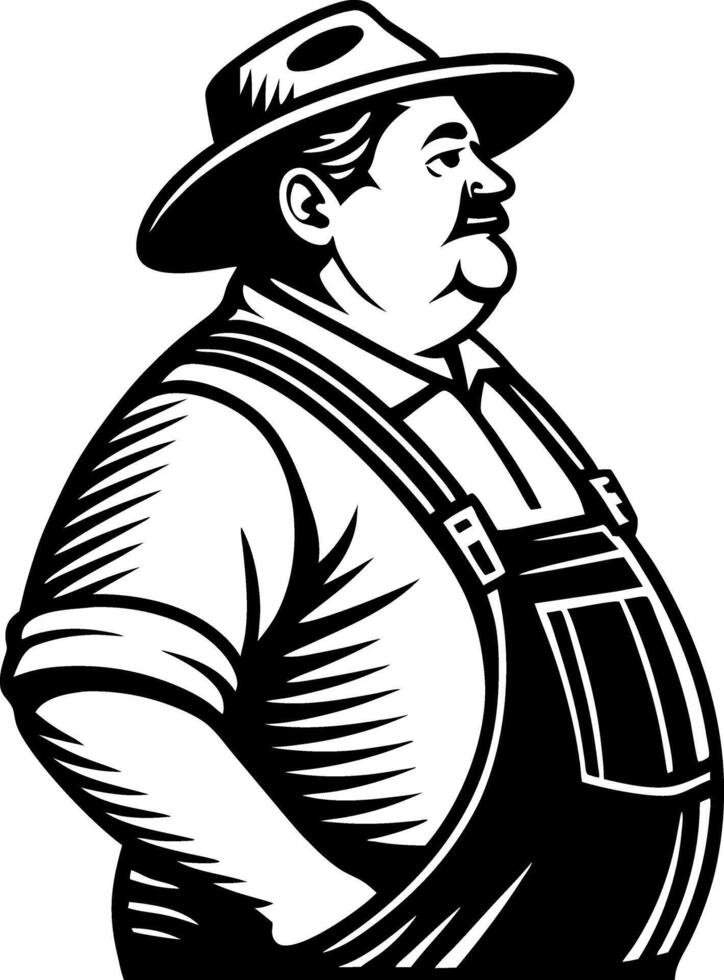 Farmers Hat and Overalls Vintage Farmer Character Profile Illustration vector