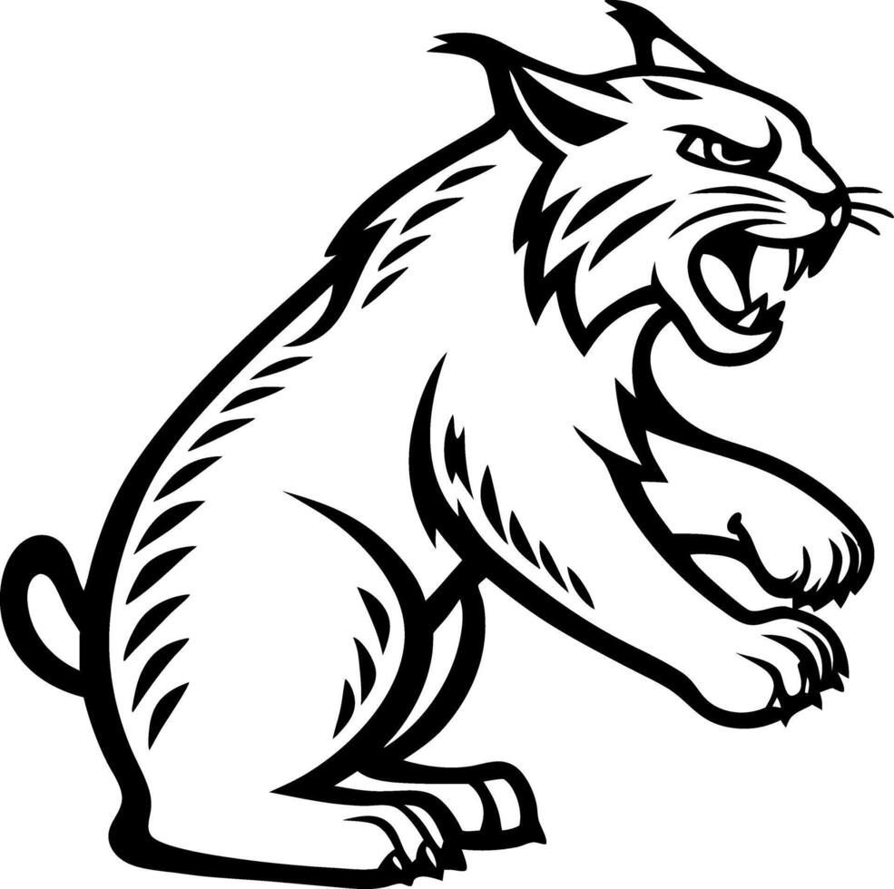 Aggressive Lynx Illustration for Tattoo Design and Wildlife Themed Art vector